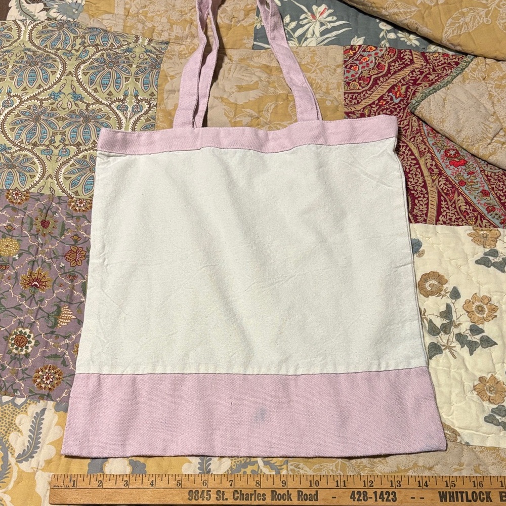 Pink and White Tote Bag